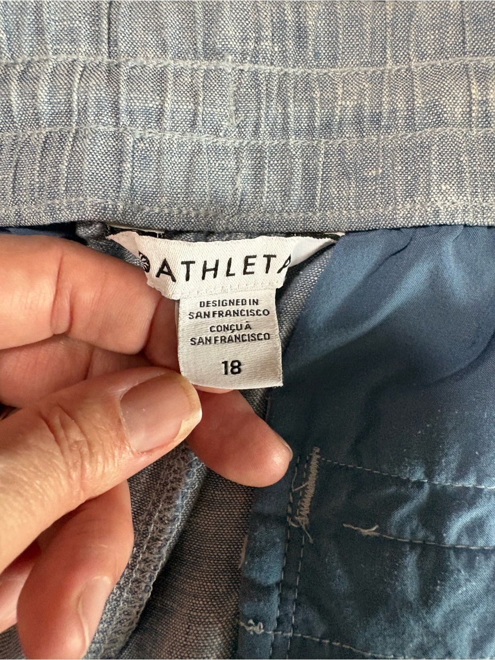 Athleta Retreat Linen Wide Leg Pants Coastal Chambray Resort Women 18 Beachy - Picture 4 of 10